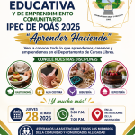 MSc. Jacqueline Patricia Zamora Vargas, en calidad de Directora del Instituto Profesional de Educación Comunitaria, código 4845, me complace extender una atenta invitación a participar en nuestra Feria Educativa y de Emprendimiento Comunitario IPEC de Poás 2026, bajo el lema: “Aprender Haciendo”, un espacio diseñado para compartir, aprender y fortalecer los lazos entre la institución y la comunidad. Esta actividad se llevará a cabo el día jueves 28 de mayo 2026, de 3:00 p.m a 7:00 p.m en el IPEC.