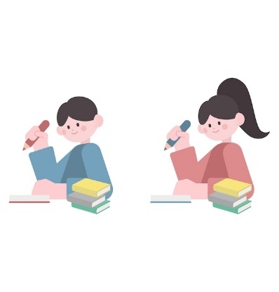 Hombre y mujer estudiando | Vector Premium