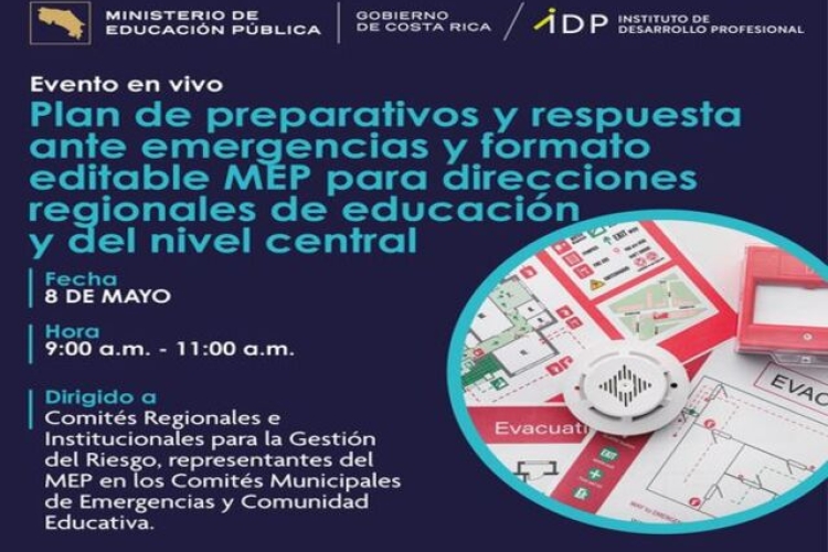 Plan de preparativos y respuesta ante emergencias y formato editable MEP para direcciones regionales de educación y del nivel central