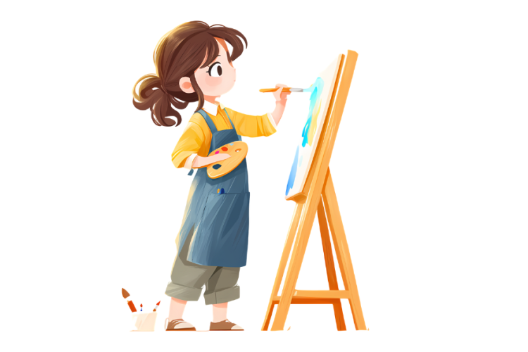 Niña pintando un cuadro