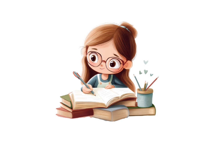 Niña estudiando