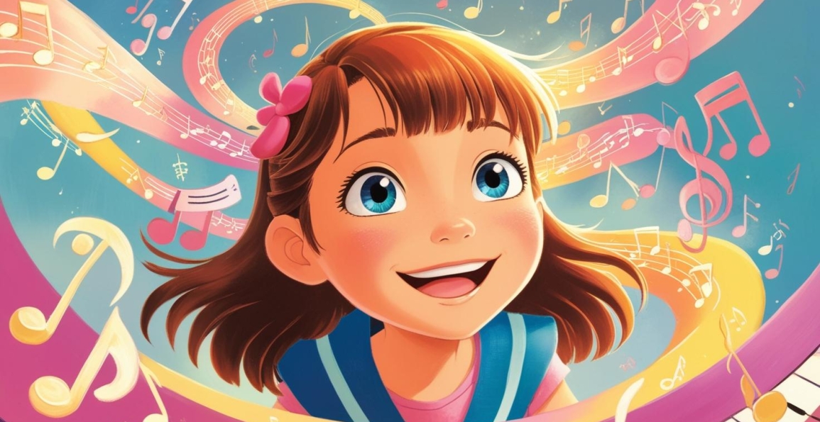 imagen  animada de una niña que tuvo un sueño musical